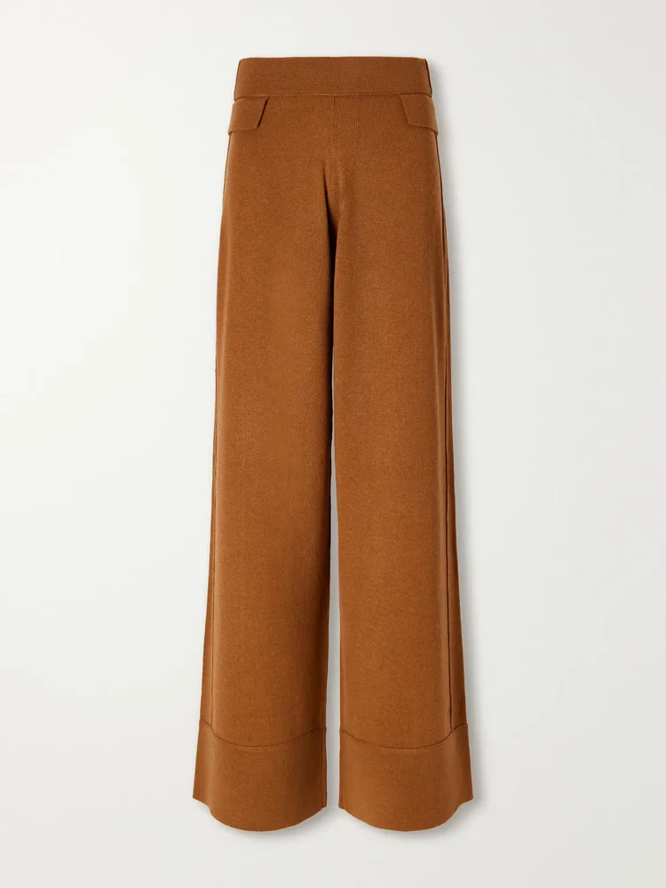 Wool and cashmere-blend wide-leg pants