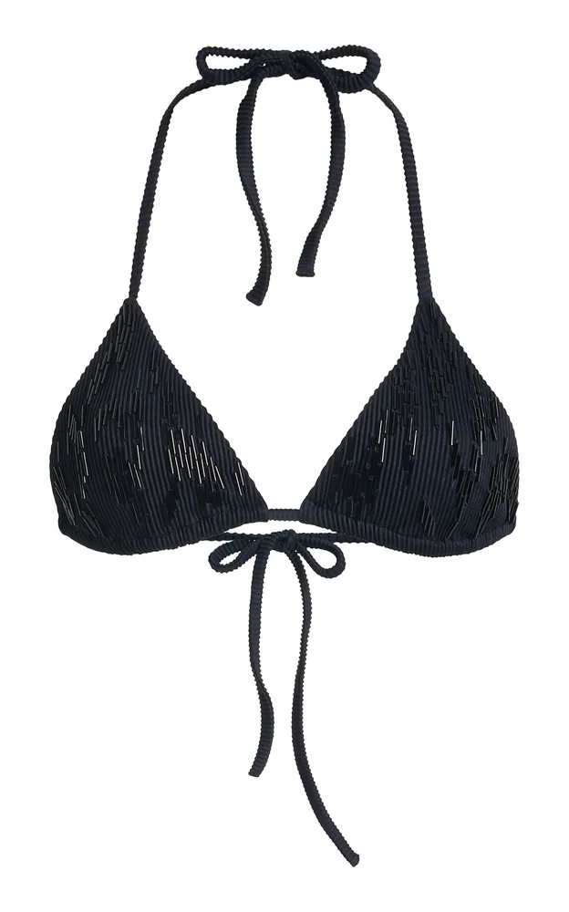 Embroidered Triangle Bikini Top