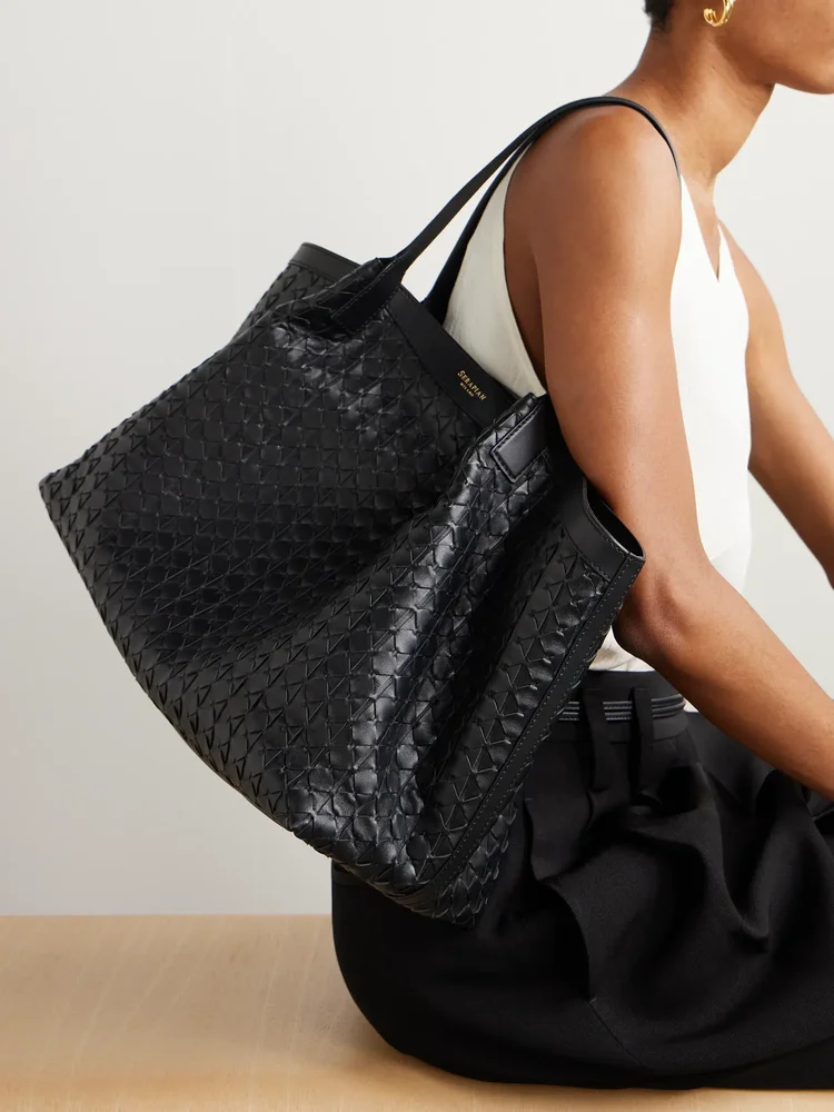 Secret large woven leather tote