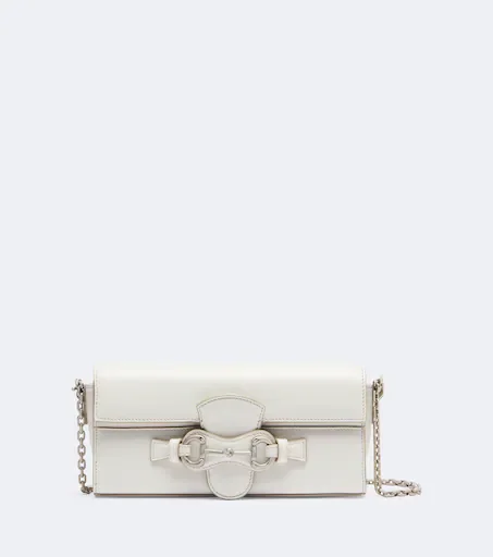 Horsebit leather wallet on chain (white)