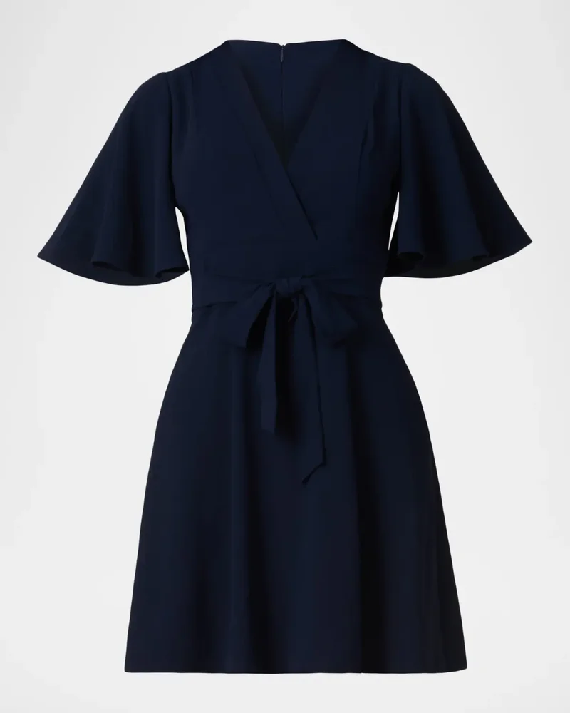 Sophie Flutter-Sleeve Crepe Mini Dress