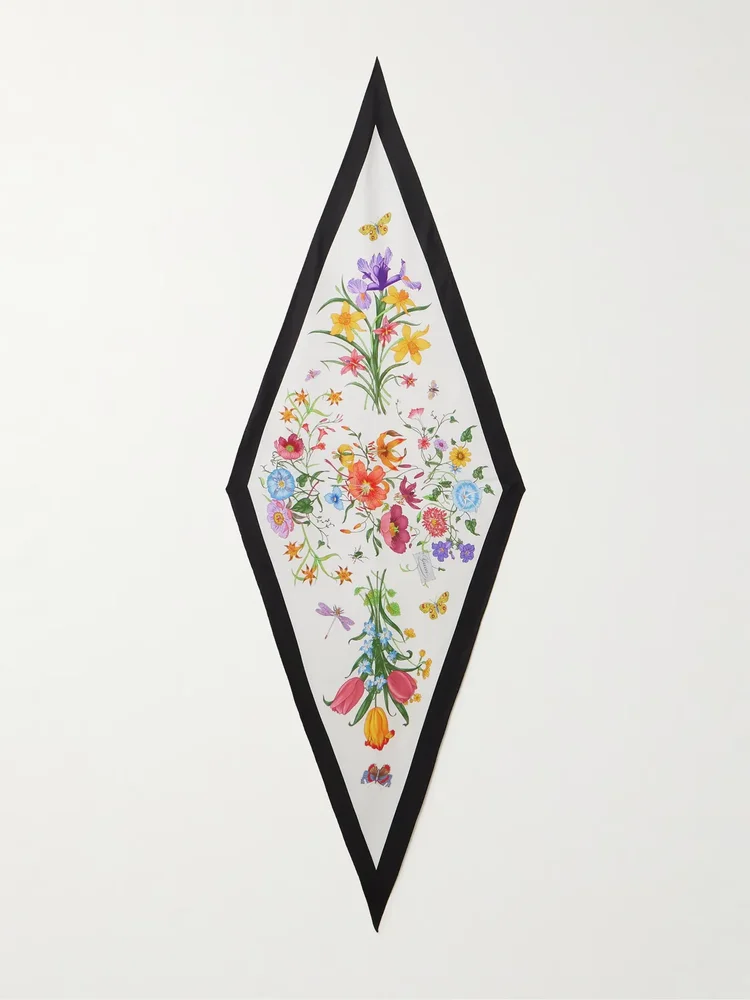 Floral Print Silk Twill Scarf