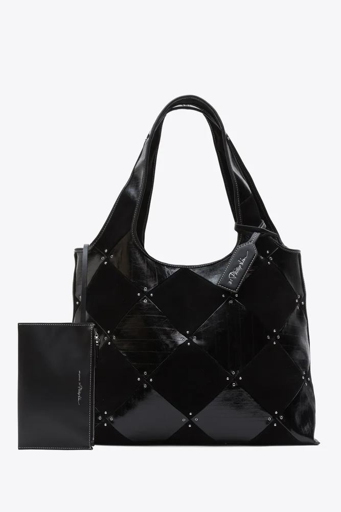 Studded Patchwork Market Tote
