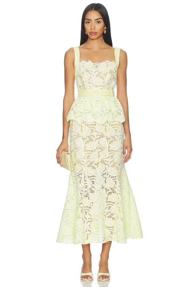 Lace Peplum Midi Dress