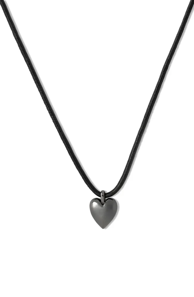 Puffy Heart Cord Choker Necklace