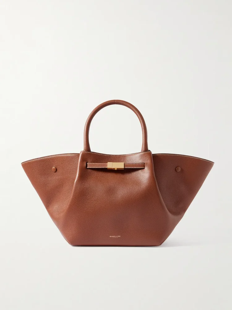 The New York midi textured-leather tote