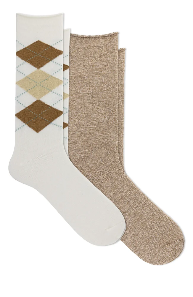 Supersoft Argyle 2-Pack Crew Socks