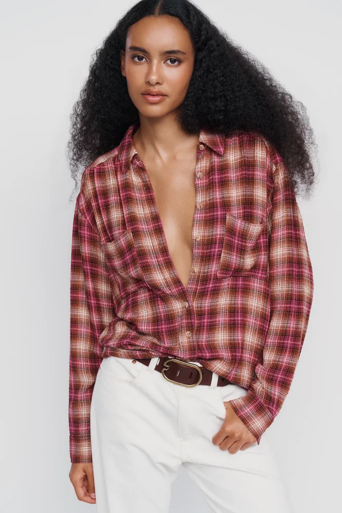 Pilcro Hadley Relaxed Plaid Buttondown Shirt