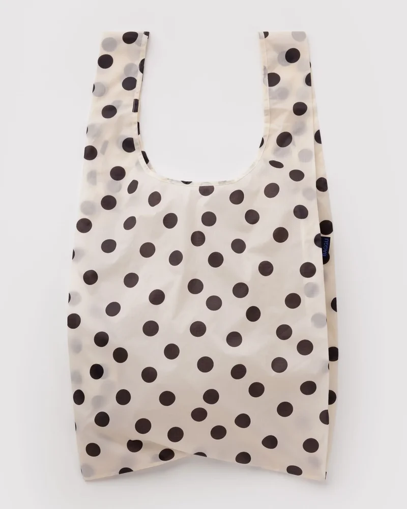 Big Baggu Cream and Black Polka Dot