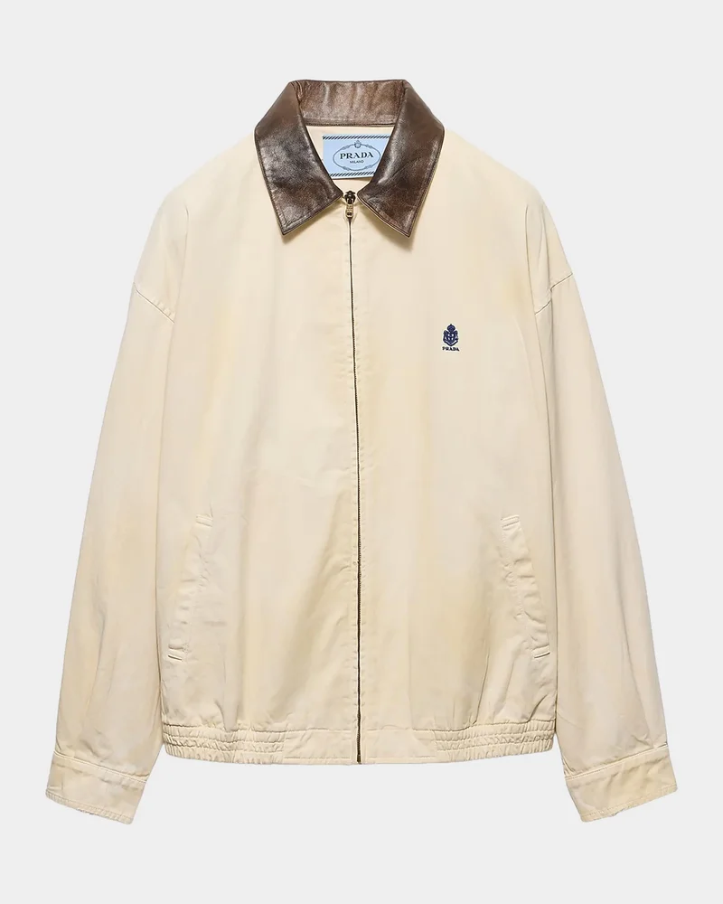 Embroidered Garment-Dyed Gabardine Blouson Jacket