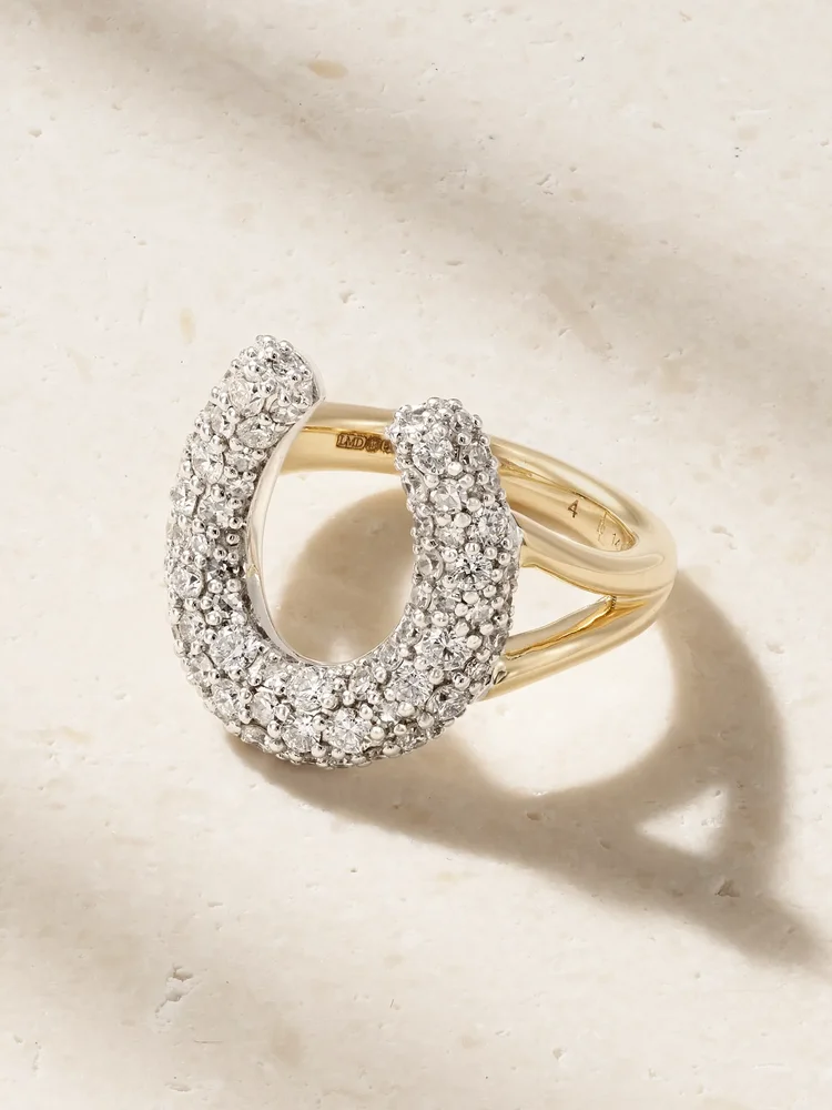 14-karat white and yellow gold diamond ring