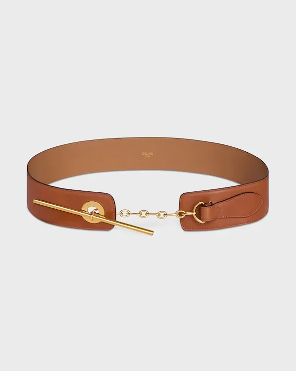 Celine Disc Belt 50 in Supple Natural Calfskin