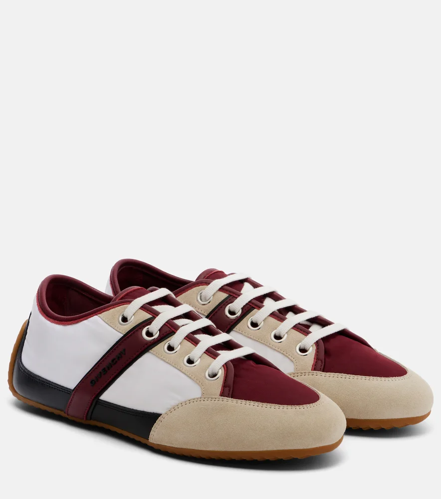 Slim suede-trimmed sneakers