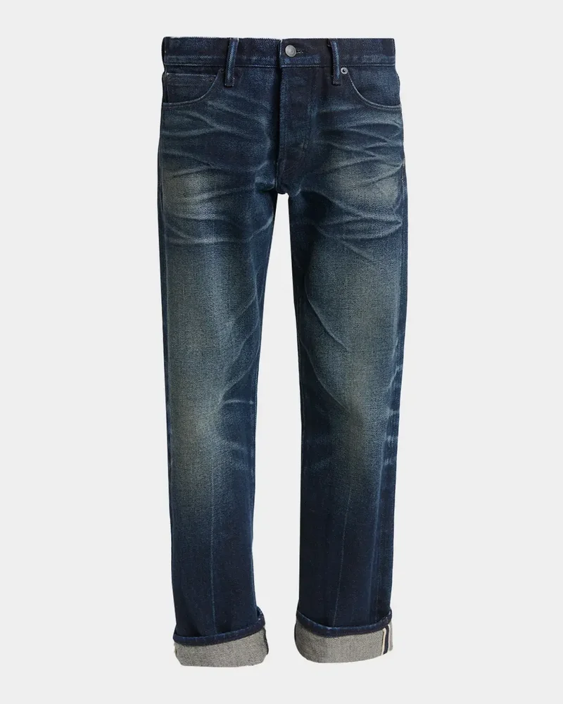 Low-Waist Stonewashed Denim Straight-Leg Boyfriend Pants
