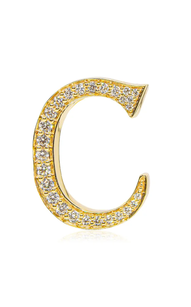 Alphabet 'C' 18K Yellow Gold Diamond Bag Charm