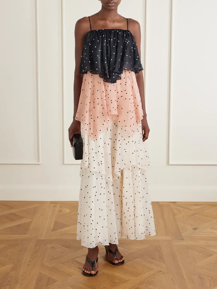 . Songstress polka-dot organza maxi dress