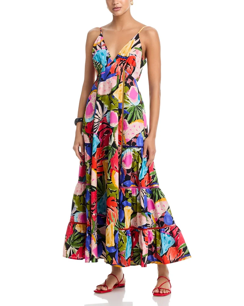 Fruit Floral Contrast Ric Rac Maxi Dress - Exclusive