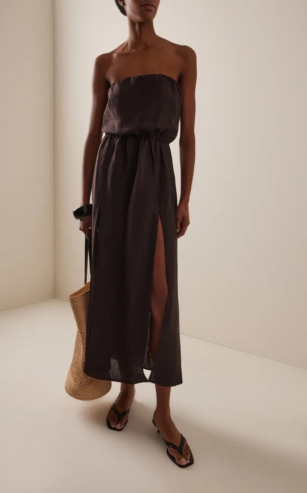 Air Linen High-Slit Maxi Dress
