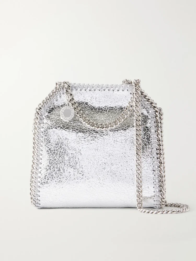 falabella tiny crinkled metallic shoulder bag
