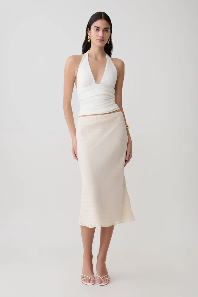 Lilah Devore Midi Skirt - Ivory