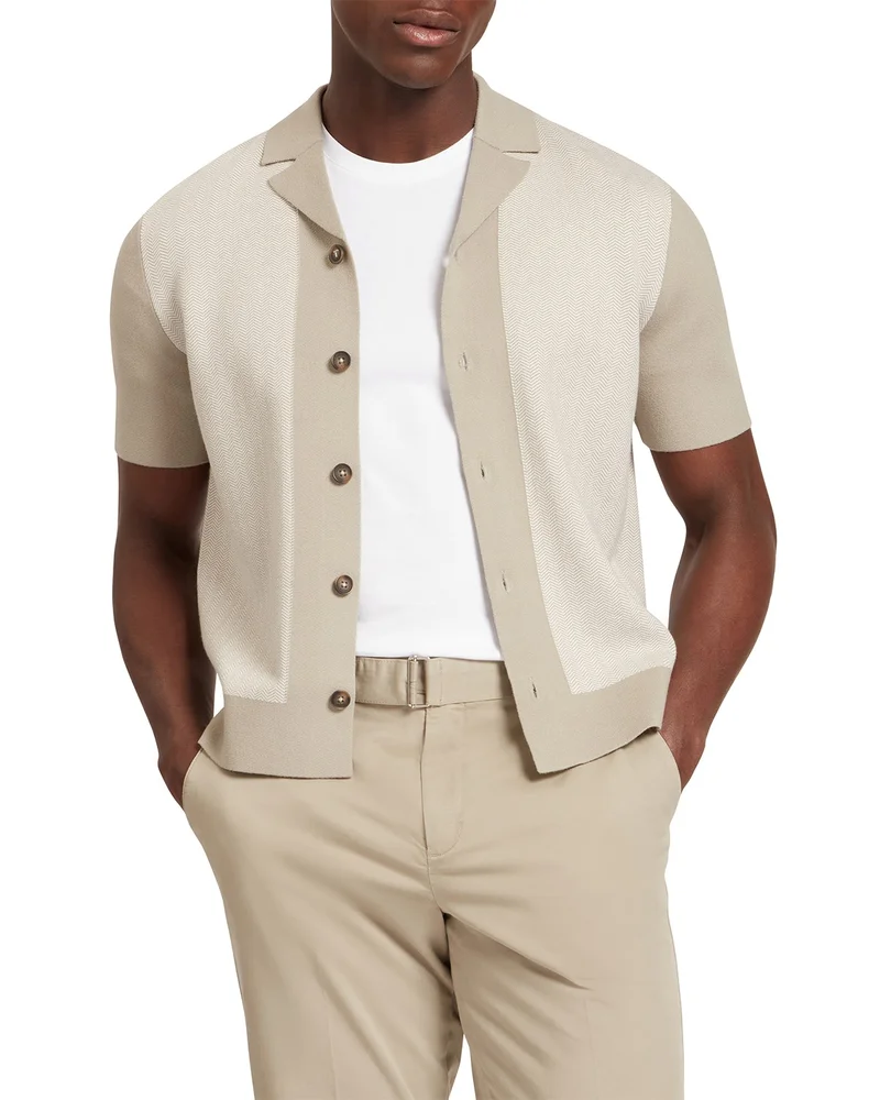 Padrig Herringbone Knit Colorblocked Shirt