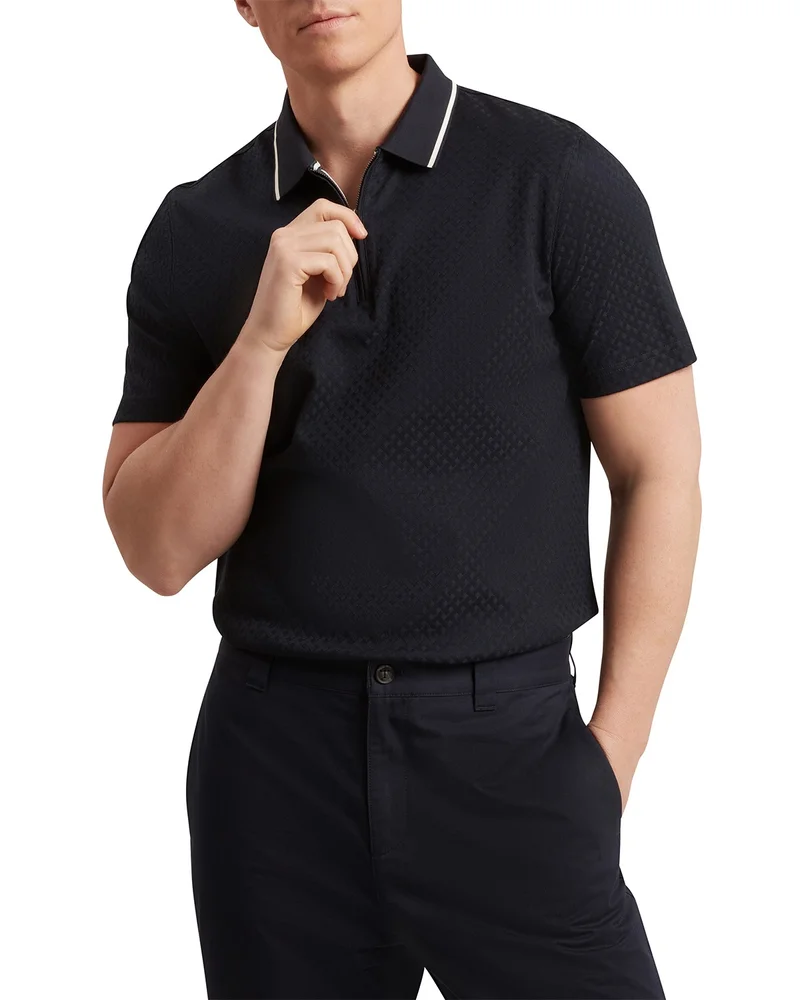 Cophen T Texture Zip Neck Polo Shirt