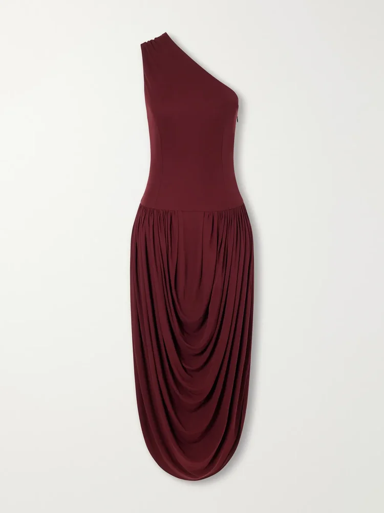 The Mila one-shoulder draped jersey maxi dress