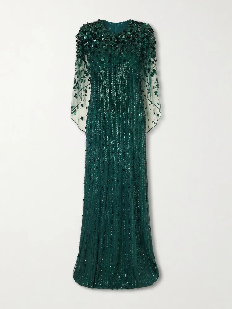 Nettie embellished sequined tulle gown