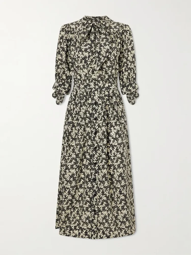Lala patterned silk-crepe midi dress