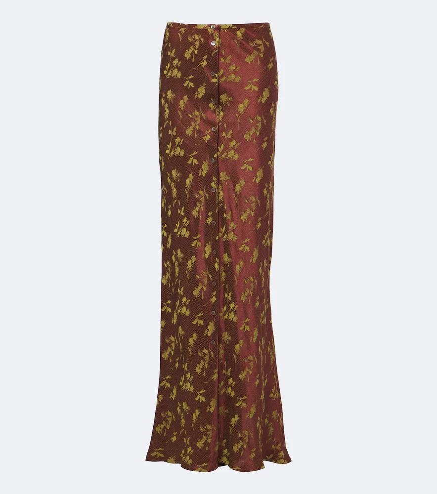 Floral jacquard maxi skirt