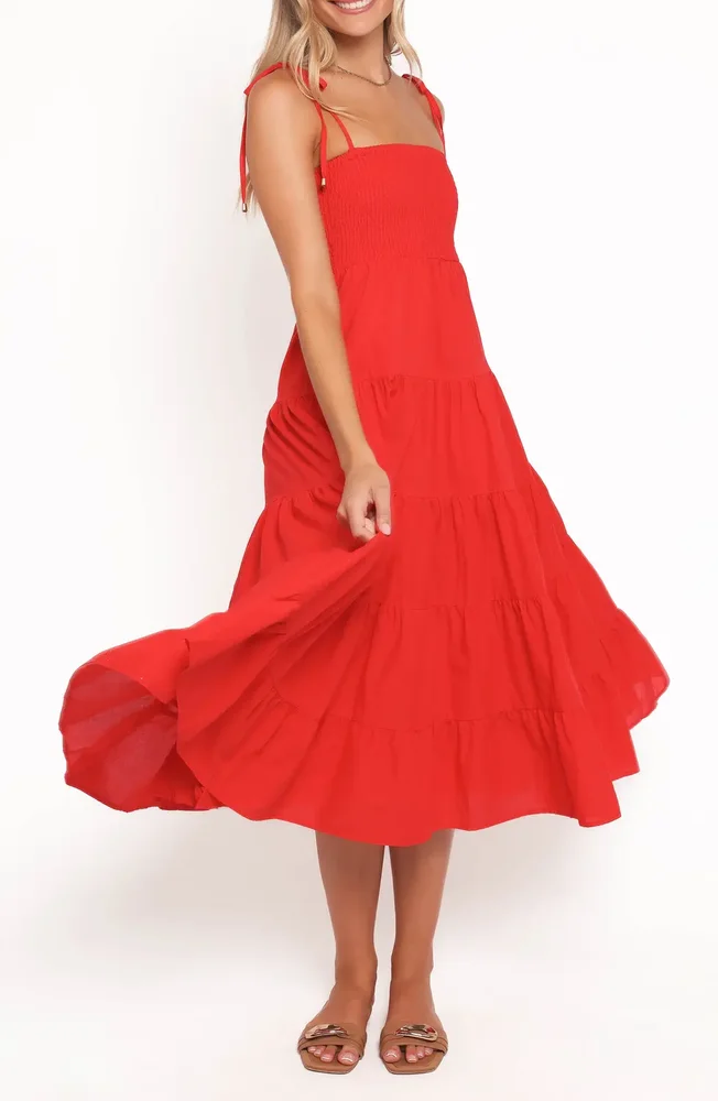 Carroll Smocked Midi Dress