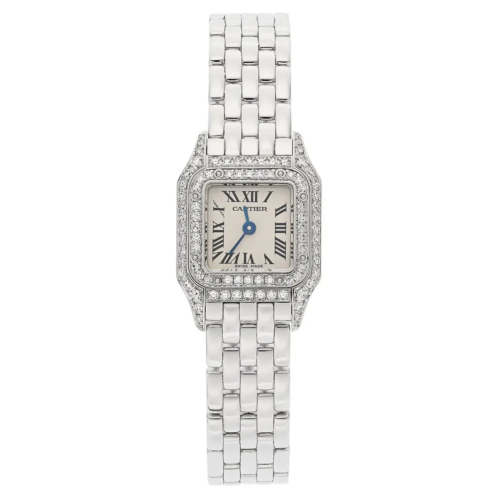 Pre-Owned Panthère de Cartier Mini Diamond Watch in 18K White Gold