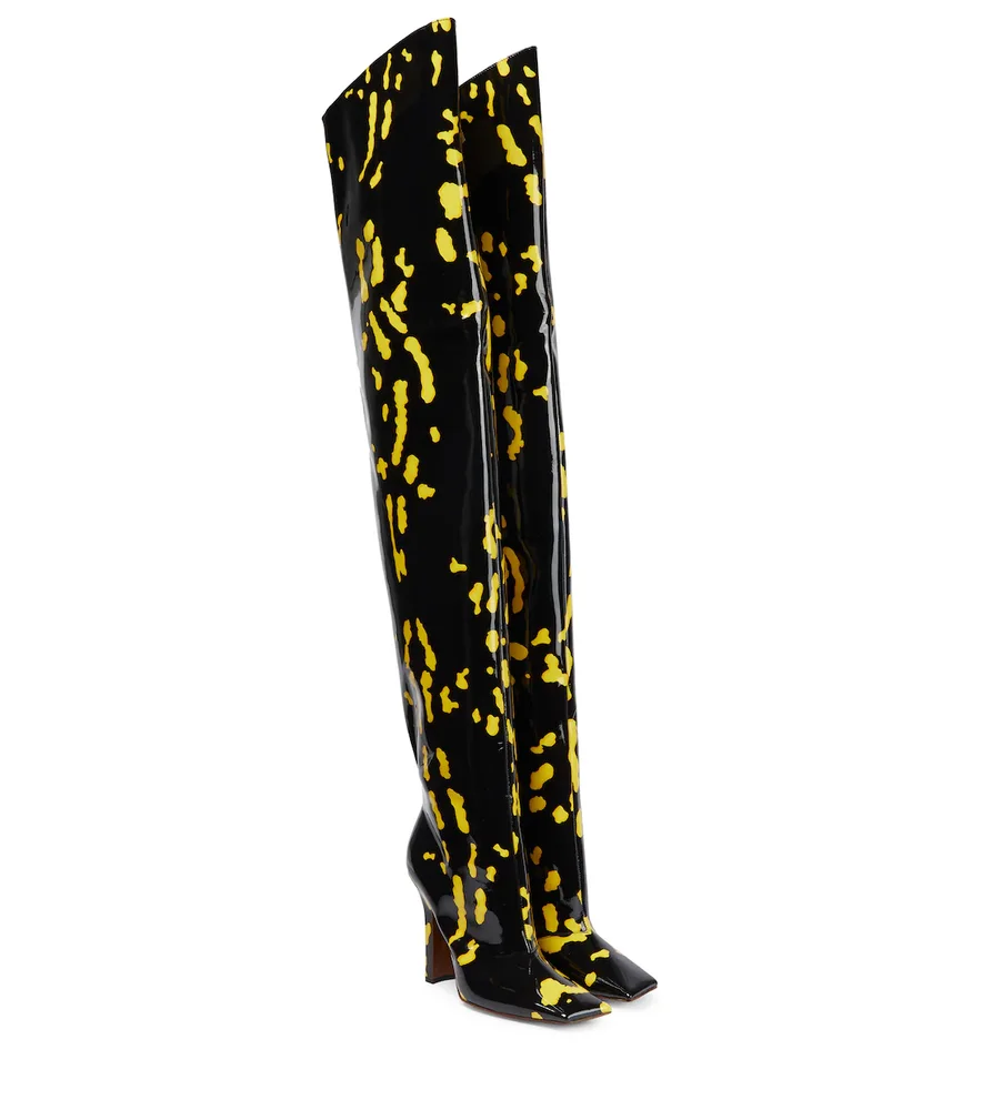 Patent leather over-the-knee boots