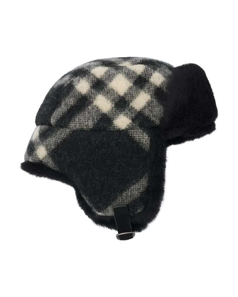 Check Wool Trapper Hat