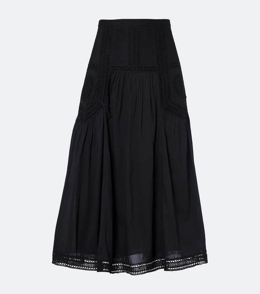 Alice embroidered tiered cotton midi skirt