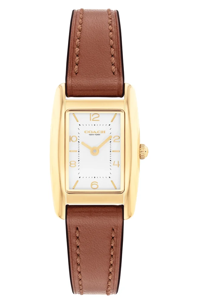 Saddle Rectangular Leather Strap Watch, 20mm x 30mm