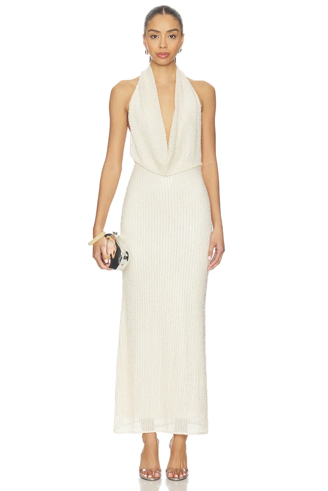 Nola Sequin Cowl Maxi Dress