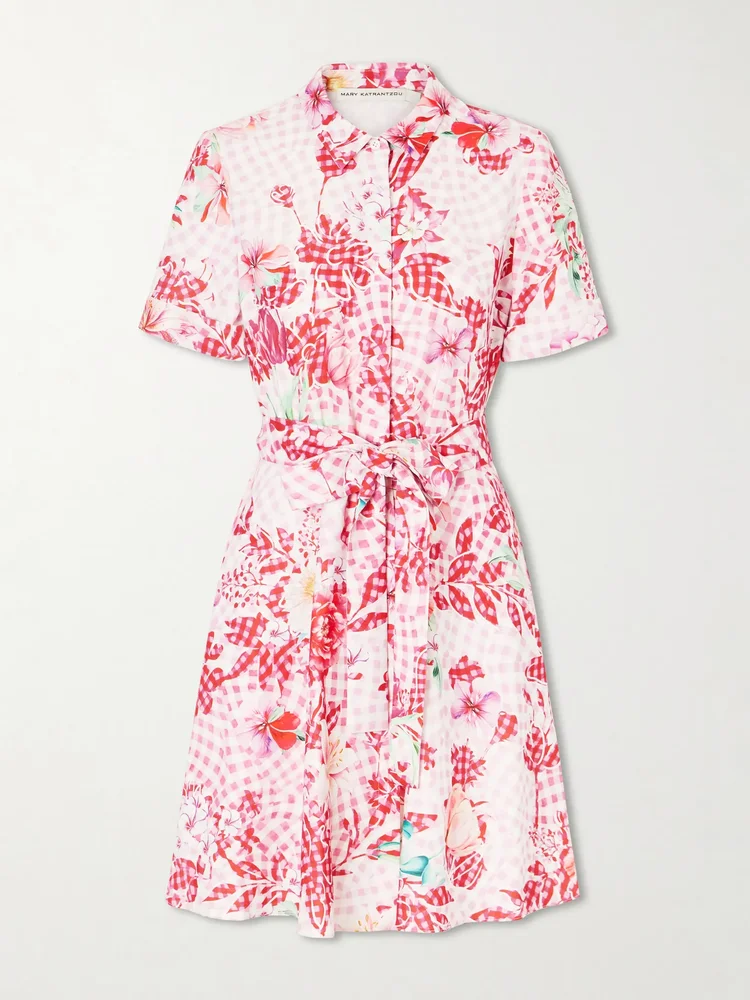Chima floral-print tie-detailed woven midi dress