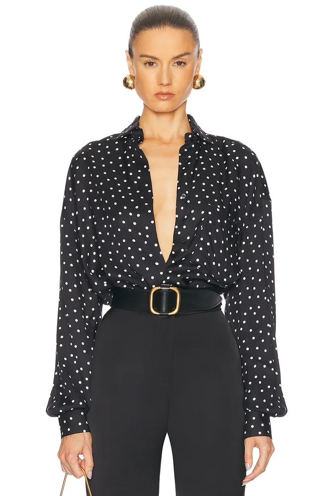 Polka Dot Button Down Top