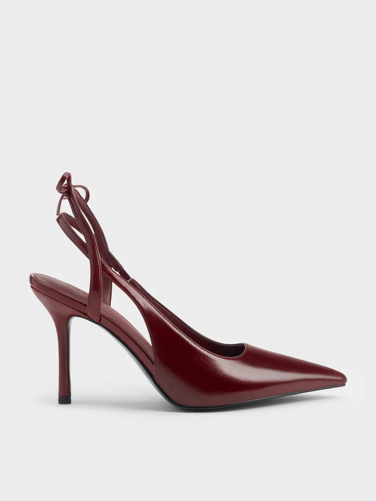 Back-Bow Slingback Pumps, Burgundy
