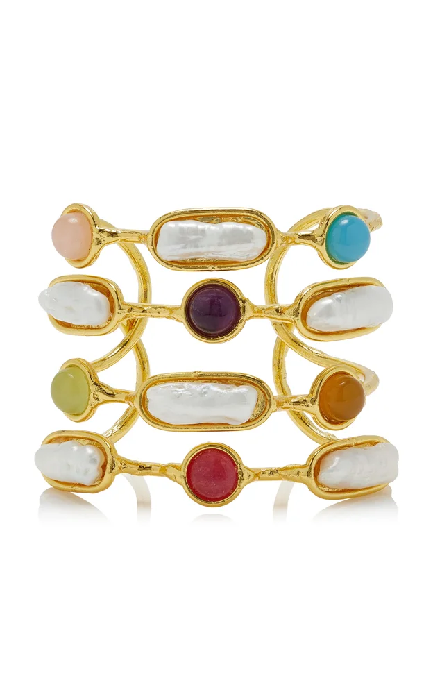 Grace Gold-Plated Multi-Stone Cuff