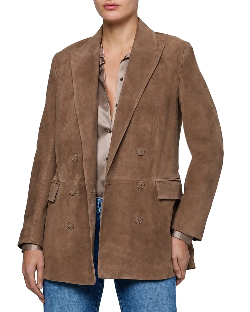 Aimee Double Breasted Suede Blazer