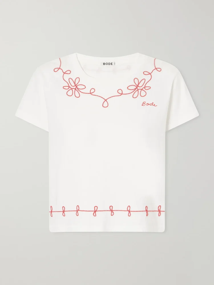 Lasso embroidered cotton-jersey T-shirt