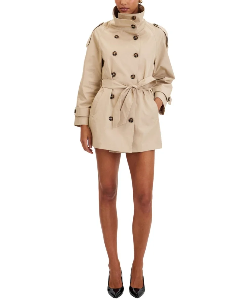 Vanetta High Collar Double-Breasted Trench Mini Coat