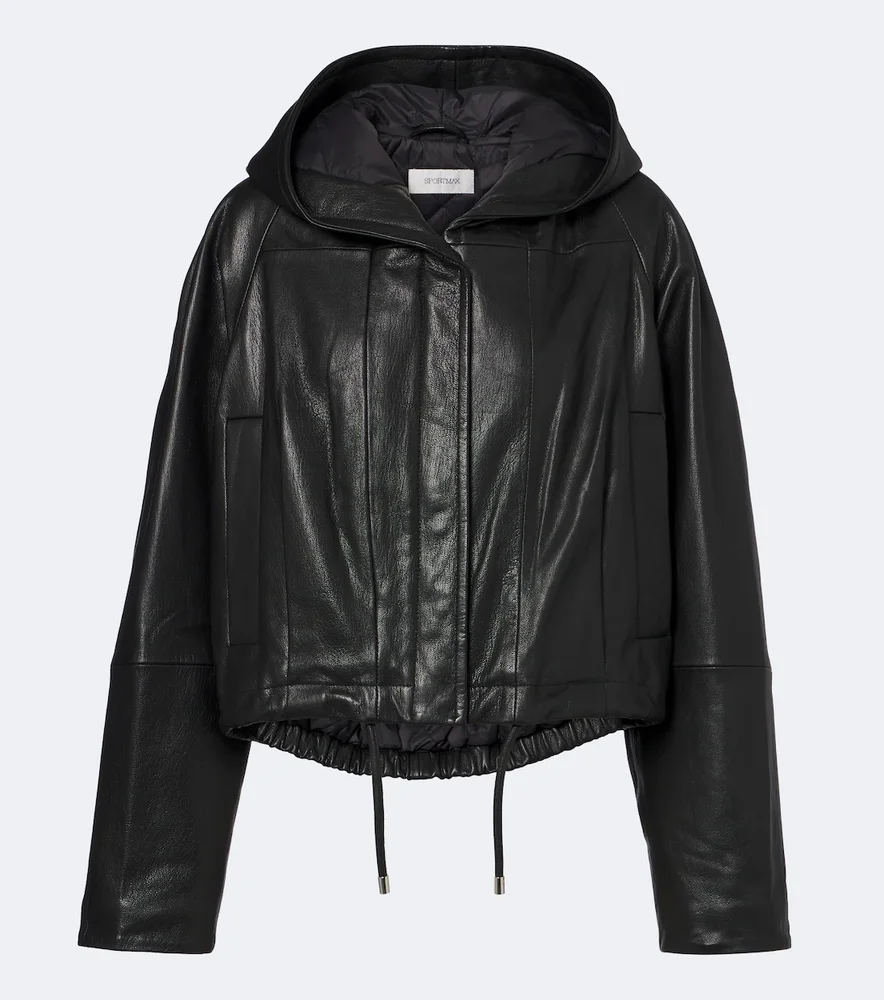 Hooded leather jacket