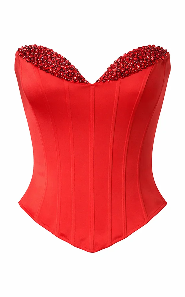 Red Siren Corset Silk Top