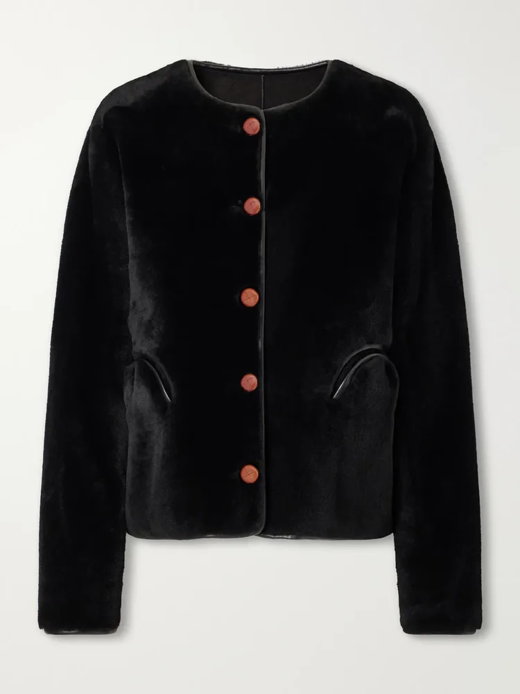 tatoosh leather trimmed shearling jacket