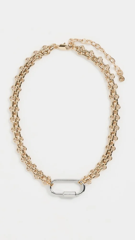Mixed Metal Carabiner Necklace