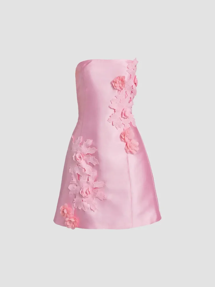 Walter Floral Applique Satin Minidress