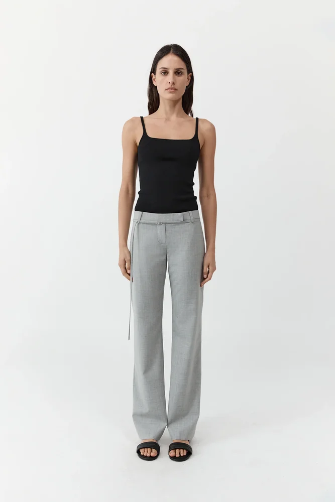 Slim Square Neck Knit Top - Black